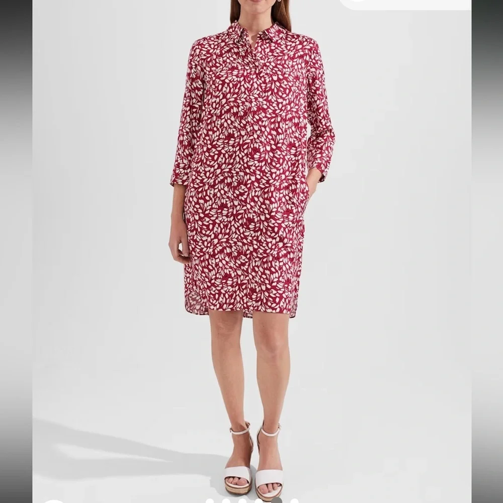 Hobbs London-NWT size 14 “Marciella” cranberry 100% viscose shirt dress. NEW! - Picture 15 of 16